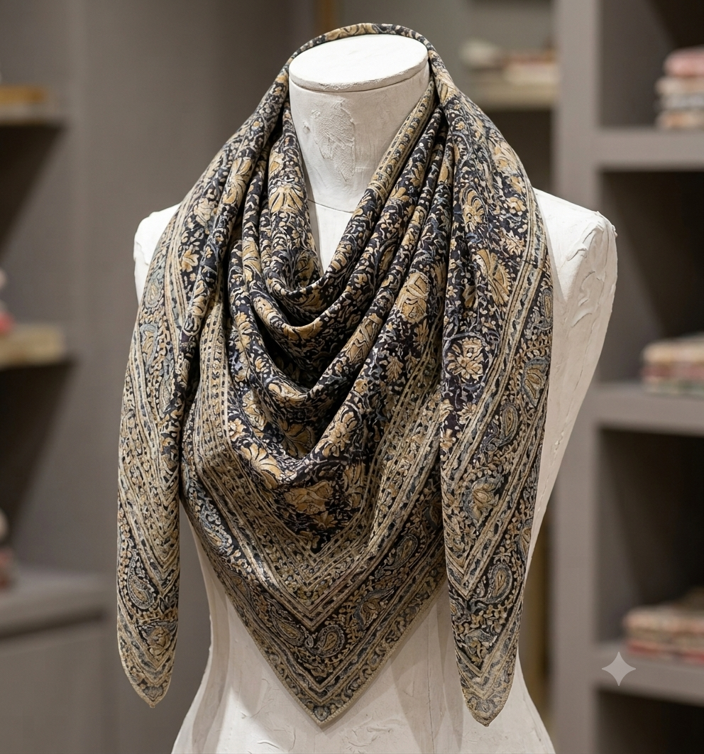 BLACK GROUND HIBISCUS FLORAL - MUL MUL SCARF