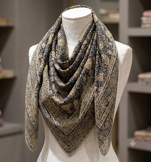 BLACK GROUND HIBISCUS FLORAL - MUL MUL SCARF